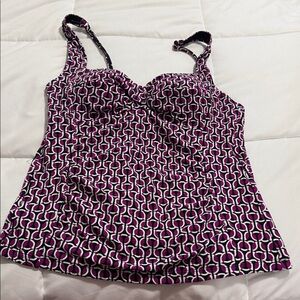 Lands' End Pink and Black Geometric Tank Top